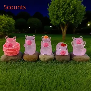 Mini Night Glow Capybara Statue Set, Resin Figurines for Garden Office Car Decor, DIY Micro Landscape Display