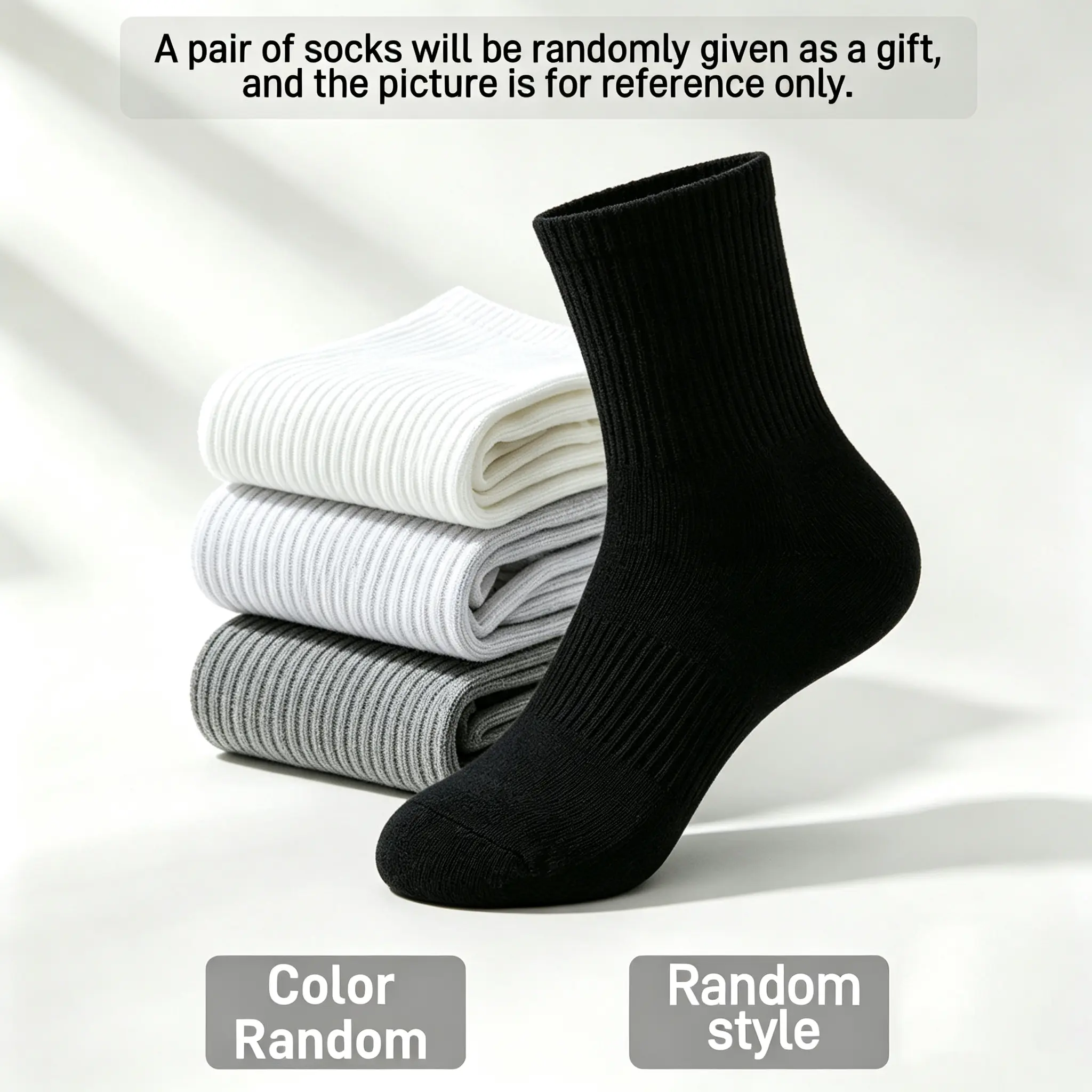 A pair of socks will be sent as a gift at random. The images are for reference only.Unisex