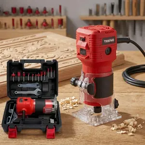Professional 650W Electric Wood Router with 6-Speed Control, 12-Piece 1/4 Inch Router Bit Set, 32000 RPM, Includes Guide & Portable Toolbox for Woodworking Crafts