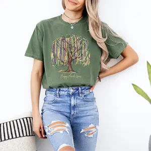 Comfort Colors Mardi Gras Tree T-Shirt, Watercolor Bead Carnival Tee