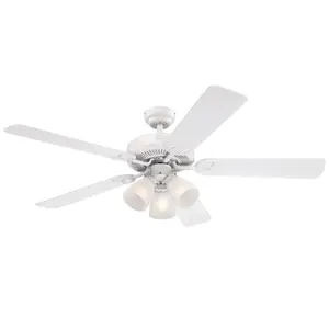 Westinghouse  52 in. Ceiling Fan with Dimmable LED Light Fixture White Finish Reversible Blades White & White Washed Pine Frosted Ribbed Glass