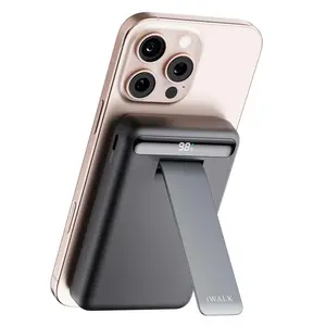 iWALK Qi2 Certified 15W Magnetic Wireless Power Bank 10000mAh Foldable Stand LED Display Fast Charging for iPhone 17/16/15/14/13/12 Pro/Pro Max/Plus/Mini White - Metal