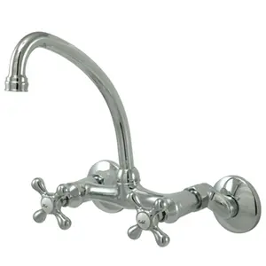 Kingston Brass KS214C 4 Inch -8 Inch Adjustable Center Wall Mount Kitchen Faucet - Polished Chrome