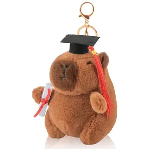 Cute Graduation Capybara Plush Keychain – Kawaii Capybara Bag Charm with Diploma, Soft Plush Pendant Gift for Graduates