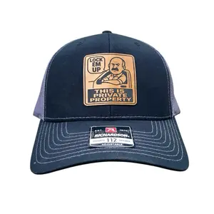 Lock Em Up Private Property Leather Patch Richardson 112 Trucker Hat – Crew Tractor Viral Cap