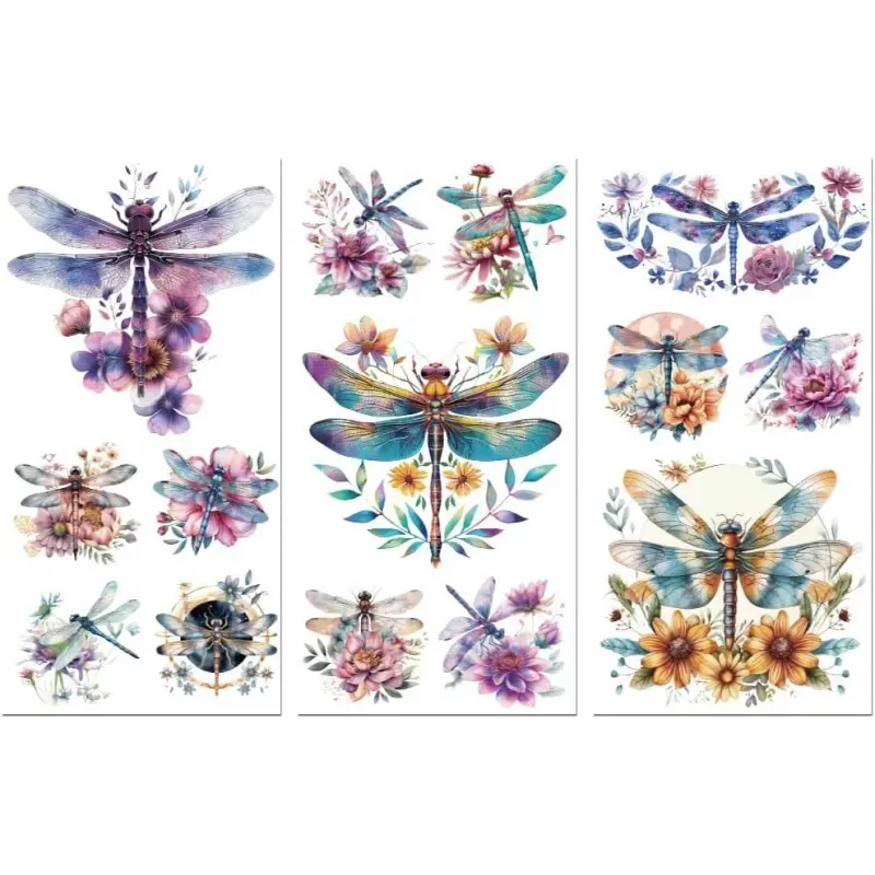 Rub on Transfer Decals for Furniture Crafts Decor Dragonfly 6"x12", 3Pcs Waterproof UV DTF Transfer Decals Sticker for Dresser Lingerie Chests Drawer Glass Porcelain  Plastic
