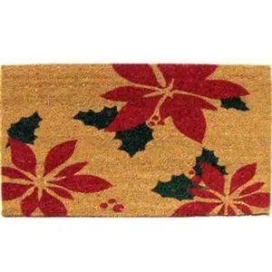18 x 30 in. PVC Coir Christmas Holiday Pointsietta Doormat