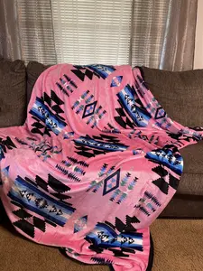 Native Sunset Light Pink Full 60"x 80" Oversized Throw Single Layer Soft Plush Blanket