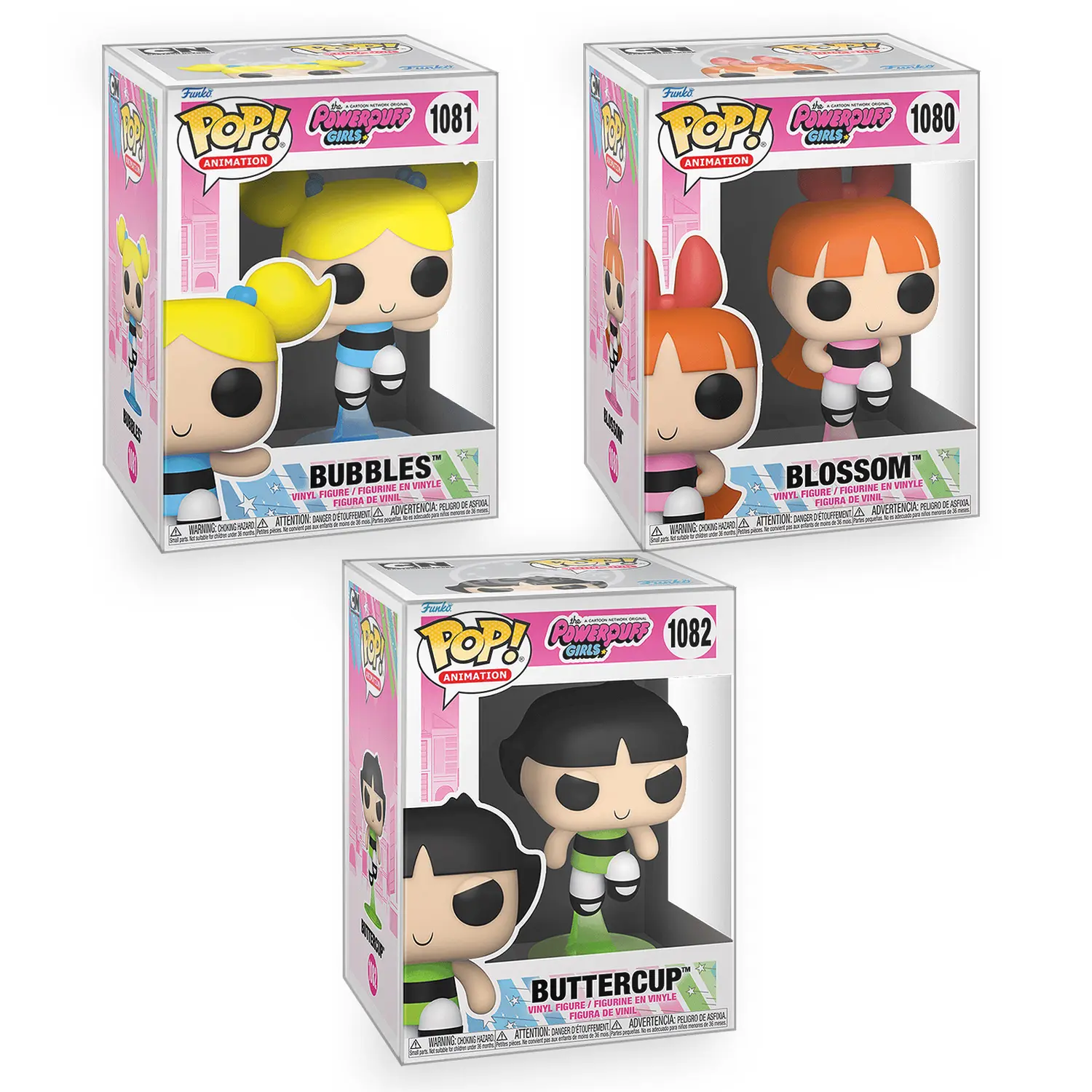 Funko POP Powerpuff Girls - Set of 3 - Bubbles, Blossom and Buttercup Vinyl Figure with Epic Collectibles Premium Box Protector Included