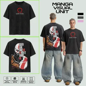 God Of War Kratos Vintage T-Shirt, good Graphic Tee, Game Unisex Oversized Cotton Acid Washed Tee, Men Gifts, Dark Fantasy Gamer Merch Crew Neck