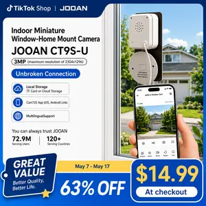 JOOAN Mini Window Security Camera 3MP HD 5X Zoom Night Vision 2.4G WiFi Motion Detection Two-Way Audio A6M-U Micro Adhesive for Home Safety outdoorfun
