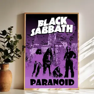 Eerie Black Sabbath Tribute Wall Art Vintage Black and White Art Posters Funky Aesthetic Canvas Prints Retro Bar Cart Decor for Bar Bedroom
