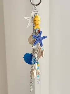Starfish Keychain Ocean Series Hanging Ornament, Starfish Key Chain Bag Charm Car Accessory, Cute Sea Life Jewelry Gift