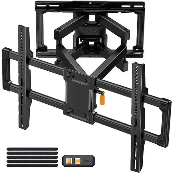 Full Motion TV Wall Mount for 42-92 inch TVs with Tool Free Tilt, Holds up to 132 lbs, Max 600x400mm, TV Mount with Swivel Extension Rotation, Fits 16" Wood Studs