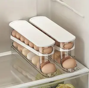 Egg Storage Box, Rolling Egg Holder for Fridge, Large Capacity Egg Storage Rack, Space-Saving Kitchen Organizer, Practical Kitchen Essentials