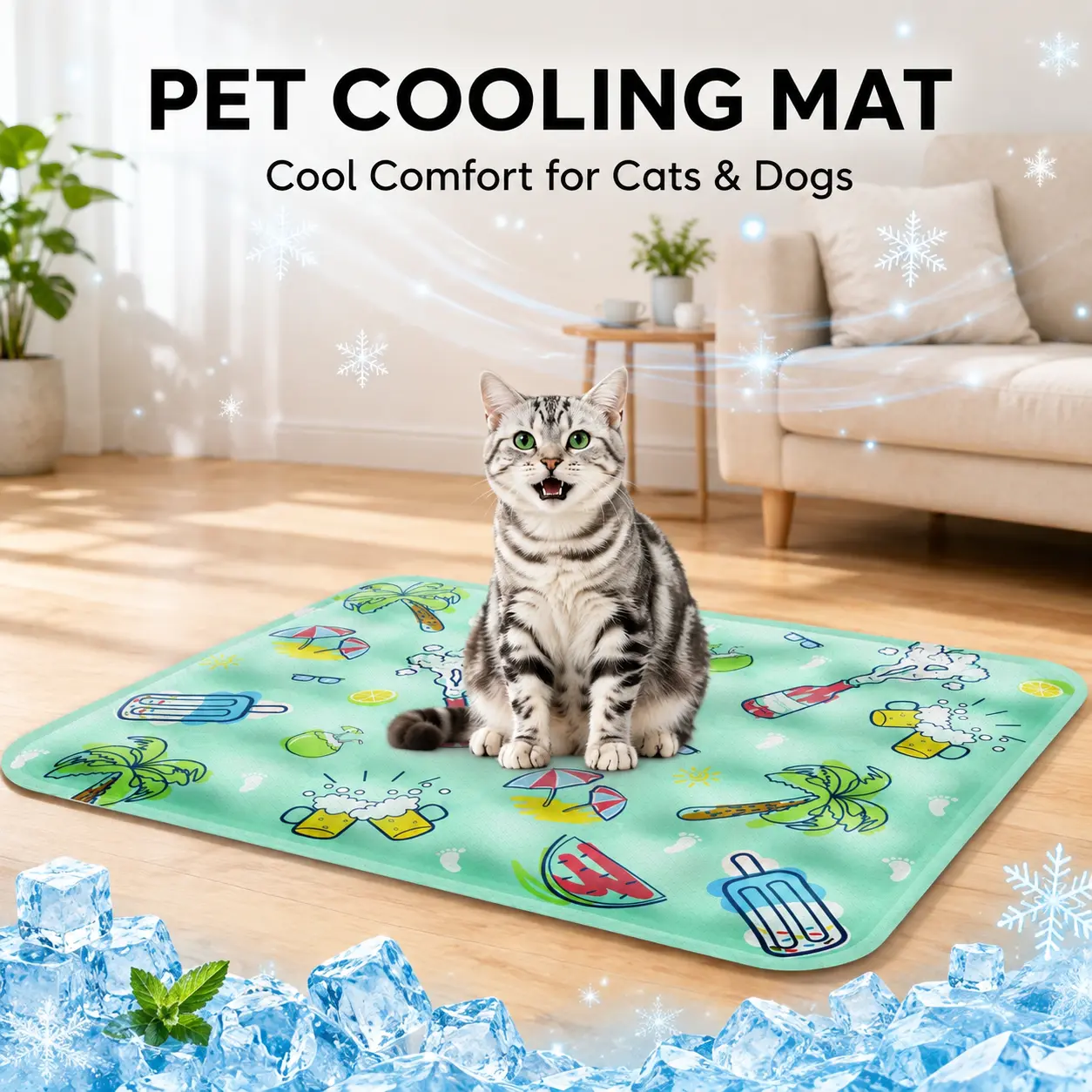 Pet Cooling Mat for Cats & Dogs, Refillable Water-Filled Cooling Pad, Reusable & Washable Summer Pet Mat for Indoor, Outdoor, Car Seat & Pet Bed, 2 Size Options