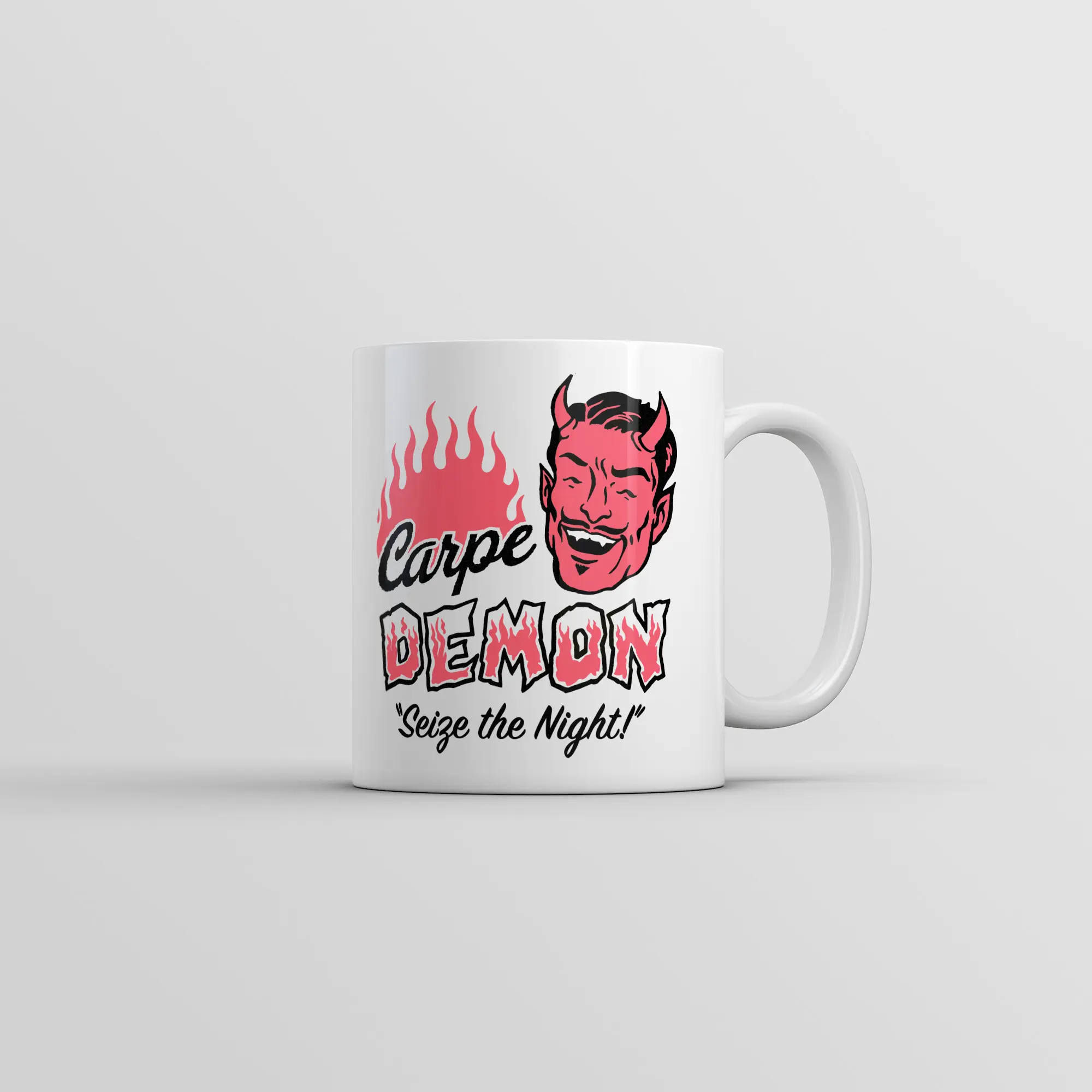 Carpe Demon Mug Funny Sarcastic Halloween Graphic Novelty Coffee Cup - 11oz Funny Coffee Mugs Ceramic Printed Drinkware Cup