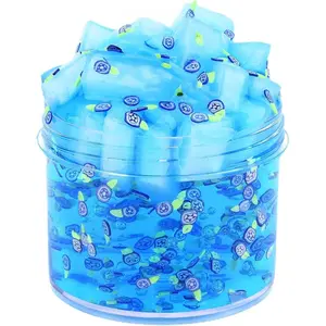 7OZ Blue Clear Slime Jelly Cube Crystal Putty Non-Sticky Premade Stress Relief Toys Holiday Birthday Gifts Party Favor for Girls Boys