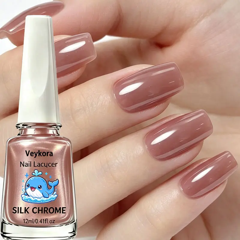 Velvet chrome transparent jelly texture nail polish, lightweight and glossy nail polish, quick-drying and long-lasting, suitable for work, weddings and daily casual manicures. 12ml