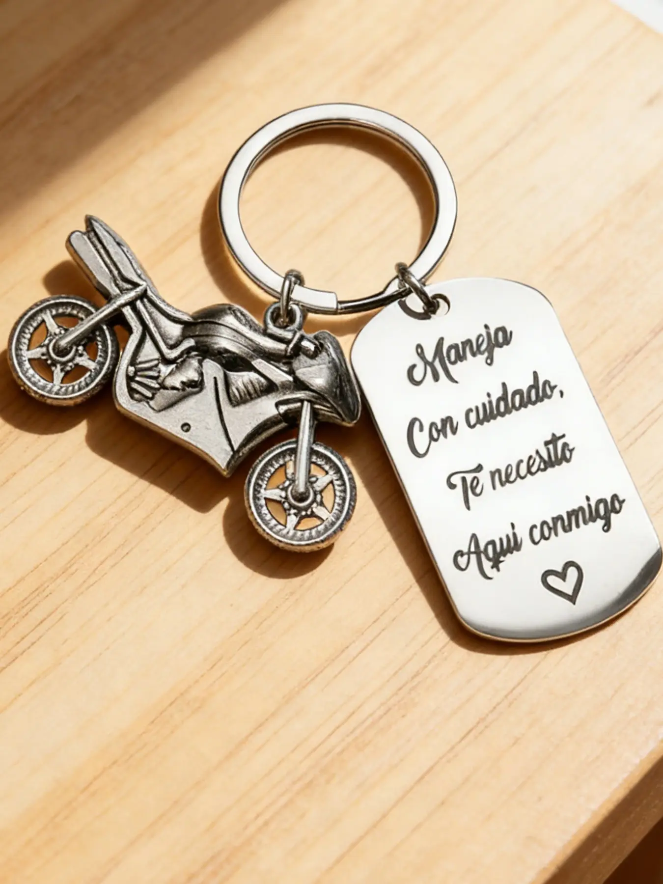 Stainless Steel Motorcycle Keychain, Vintage Retro Design, Personalized Lettering Option, Durable & Stylish Bike Accessories, Metal Key Chain, Aesthetic Keychain