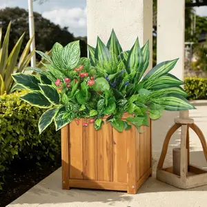14 Bundles Artificial Greenery Outdoor UV Resistant, Realistic Faux Plants Flowers, Fake Bushes Shrubs Silk Flower for Pot Planter Window Box Garden Porch Indoor Spring Decor