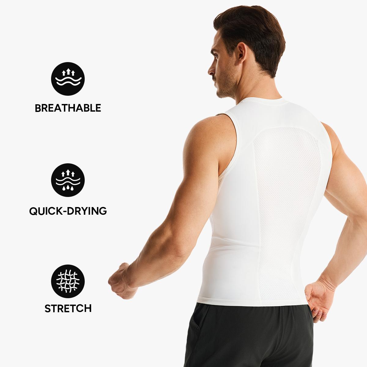 Nebility Men’s Compression Tank Top – Slim Fit Muscle Shaping Gym Shirt, Breathable & Sweat-Wicking Sleeveless Workout Vest for Training, Running & Fitness