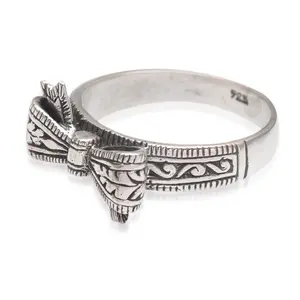 NOVICA Artisan Handmade .925 Sterling Silver Cocktail Ring Balinese Bow Indonesia 'Celuk Bow'