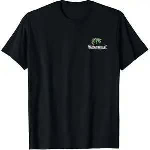 100% Cotton Margaritaville Wastin Away Again in Margaritaville Unisex-Adults Black Palm Tree Tropical Classic Fit Crew Neck Short Sleeve T-Shirt