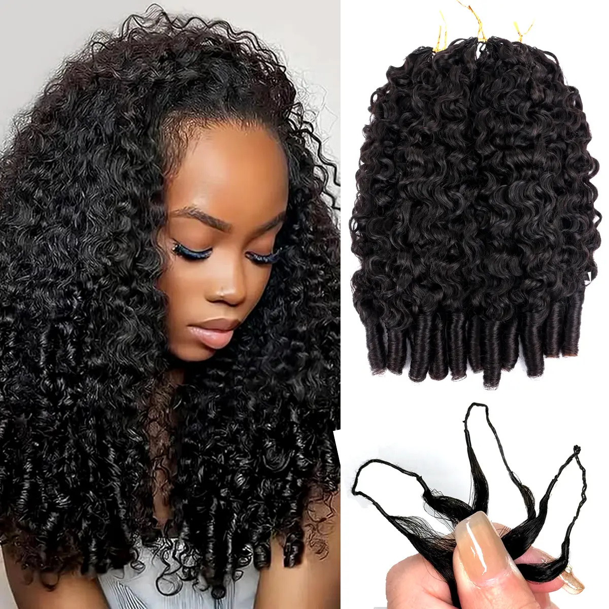 Perismoda Hair Burmese Curly Crochet Human Hair  Knotless Miracle Knots Boho Braids 60g/Pack 1 3 4 Packs Full Head Protective Hair for Black Women