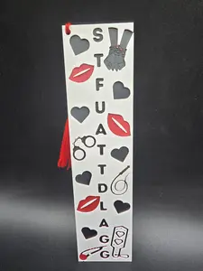 STFUATTDLAGG Bookmark with Tassel Kink Dark Romance Design Featuring Hearts and Lips for Book Lovers