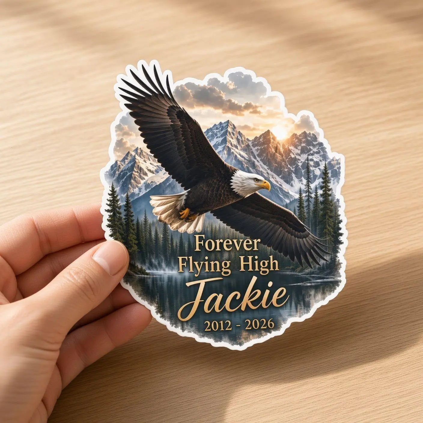 Jackie Bald Eagle Memorial sticker, Forever Flying High 2012 2026, Big Bear Eagle Cam Tribute sticker HG