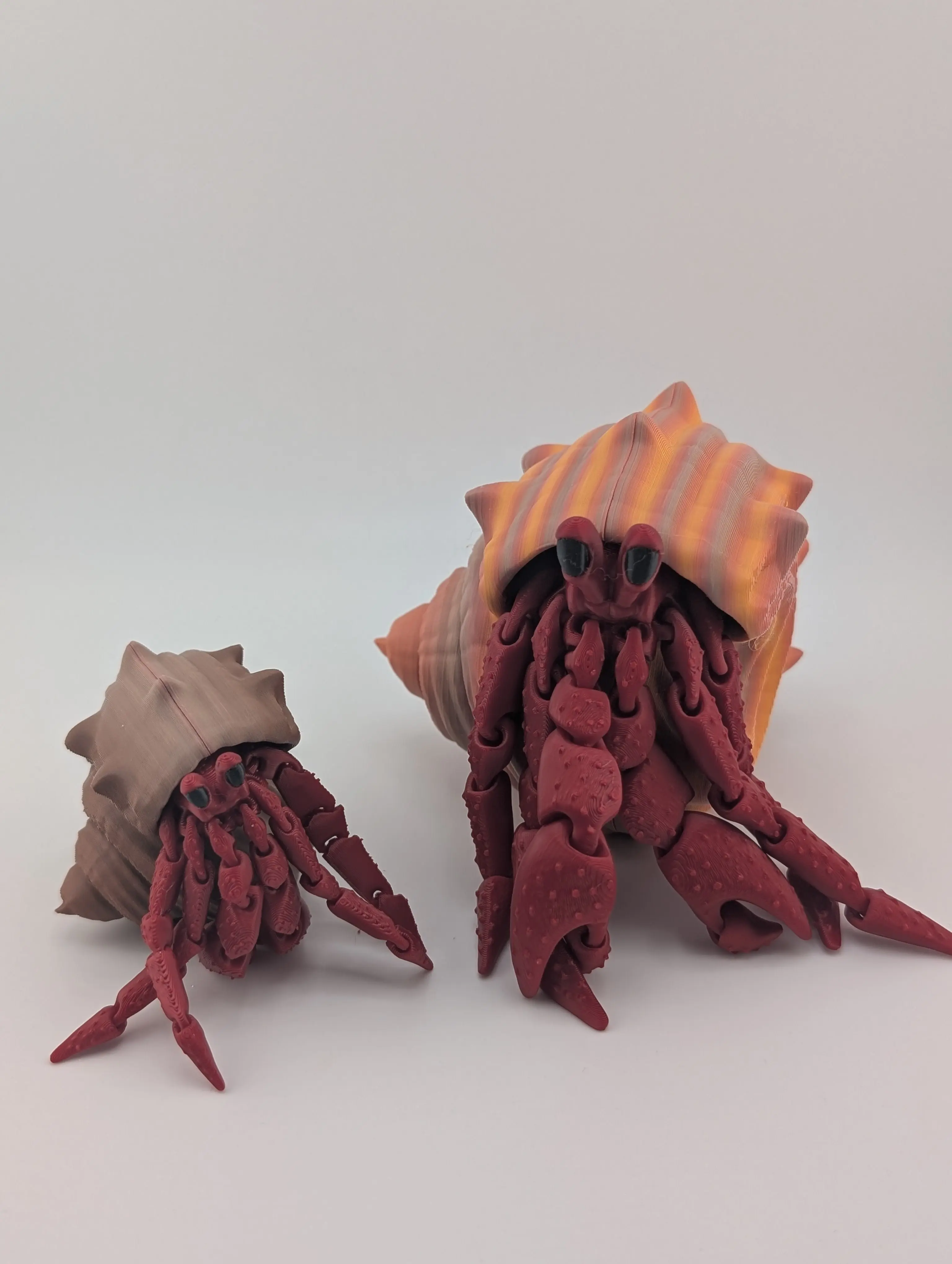 Flexi Hermit Crabs Mommy & Baby Sizes Fully Articulating with Removable Shells Durable PLA Plastic for Collectors Ocean Lovers Fidget Fans