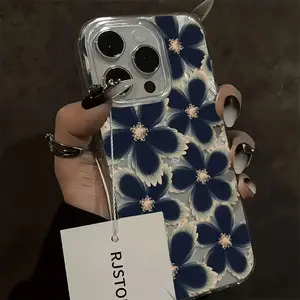 Luxurious Phone Case with a Black Floral Design And High-End Silver Feather Silk Texture, Compatible with Iphone 16, 16 Pro, 16 Pro Max, Iphone XS, 11, 12, 13, 14, And Other