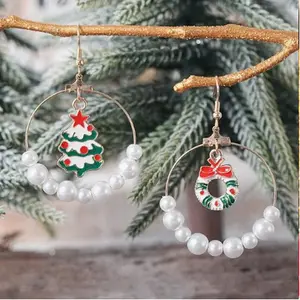 9 pairs Christmas Earring Set, Xmas Cute Dangle Earrings, Dangle Asymmetry Earrings for Girls and Women