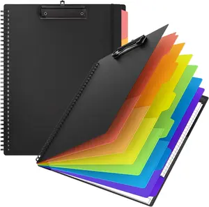 Plastic Clipboard Folio Folders With 2 Legal Pads For Letter Size Hardcover Storage Clipboards,6 Extra Colour Dividers W/ 12 Pockets