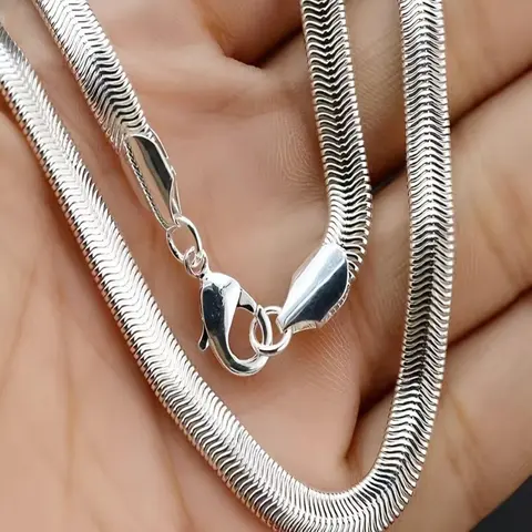 Simple Snake Bone Chain Necklace, Stainless Steel Jewelry for Party, Daily Clothing Decor, Trendy All-match & Exquisite Jewelry for Birthday Gift, Cuban Link Chain, Fashion Necklace
