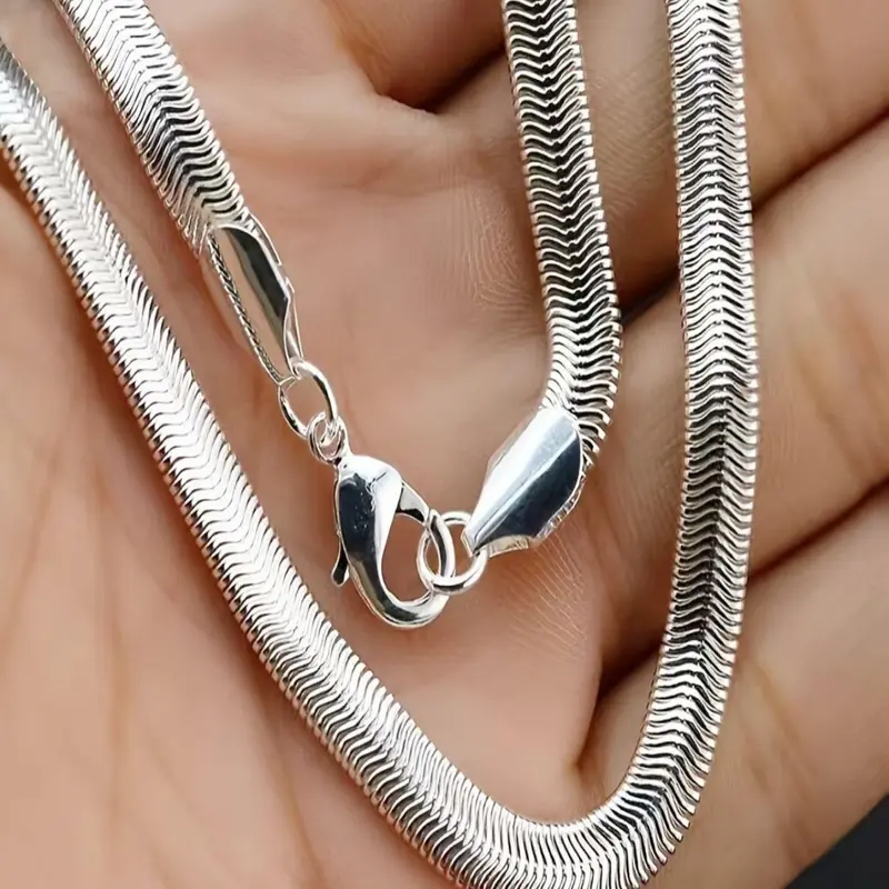 Simple Snake Bone Chain Necklace, Stainless Steel Jewelry for Party, Daily Clothing Decor, Trendy All-match & Exquisite Jewelry for Birthday Gift, Cuban Link Chain, Fashion Necklace