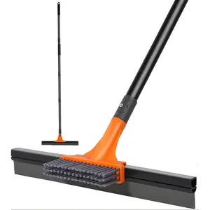 Floor  for Concrete Floor,Heavy Duty Shower Garage Floor  Broom with  Brush and 62" Long Handle for Bathroom Tile,Garage, Deck,Pool,Outdoor Floors,16 Inch,Orange