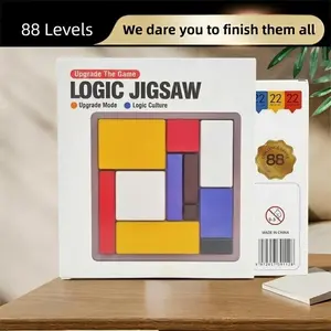 Logic Jigsaw Puzzle Brain Teaser Game 88 Levels Challenging Sliding Block Tangram Educational STEM Toys For Kids Teens Adults Travel Friendly Board Games Classroom Screen Free Fun Birthday Gifts