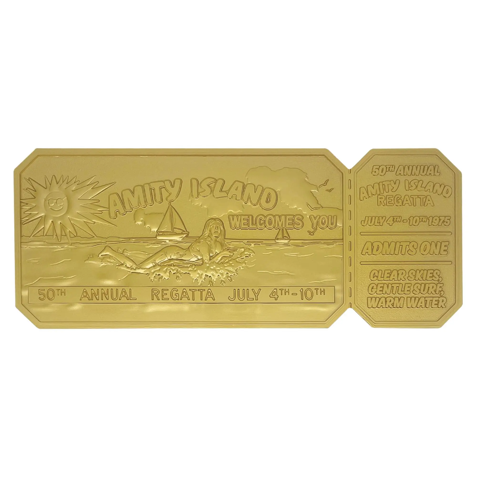 Jaws 50th Anniversary Regatta Ticket Limited Edition 24K Gold-Plated Replica