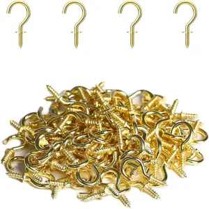Small Screw Hooks, 1/2 Inch Mini Metal Twist in Hooks, , 100 count