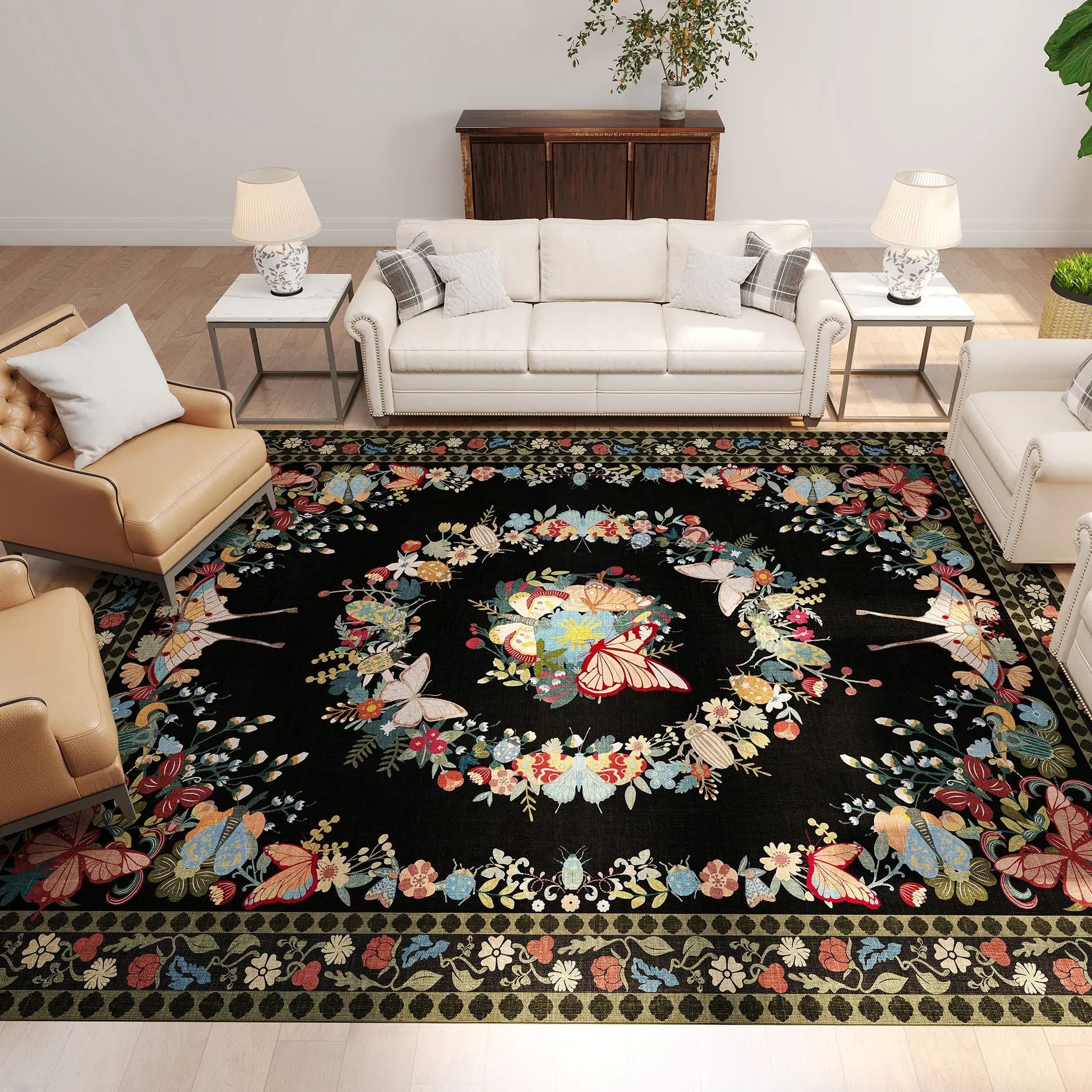 【Summer wins】MUGORN Boho Decorative Fluffy Area Rug - Machine Washable, Non-Slip, Stain Resistant, High-Density Indoor Carpet (Multi-Size, Mother's Day Gift Option) for Living Room, Bedroom, Decorative Fluffy Rug, Machine Washable Rug