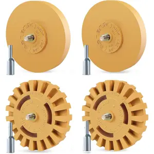 4-Pack Eraser Wheel Sticker Remover Non-Damaging to Car Paint 4inch Adhesive Rubber Wheel with Drill Adapter Car Sticker Remover Suitable for Vinyl Stickers, Labels, Stickers, Graphics, Tape, Tar