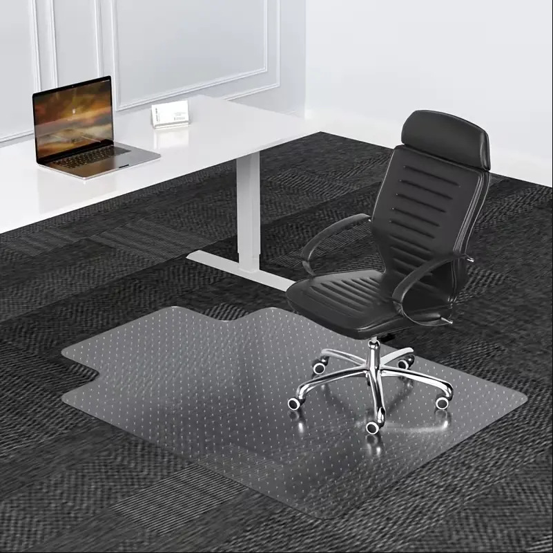 Office Chair Mat for Carpet 48"x36" Transparent Computer Desk Chair Mat with Lip, Non Slip Office Chair Desk Mat Floor Computer Carpet Protector PVC Plastic Clear