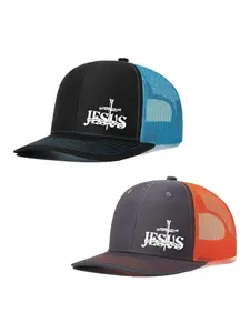2pcs/1pc Unisex Baseball Cap Cross Printing Hat Mesh Hats for Mens Women Richardson Slightly Curved Brim Baseball Cap Adjustable Trucker Hats Dad Hats Outdoor Mesh Breathable Sun Hat Truckers Hat