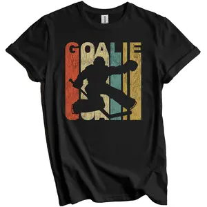 Retro Goalie Distressed Vintage Style Hockey T-Shirt - Hockey Goalie Shirt