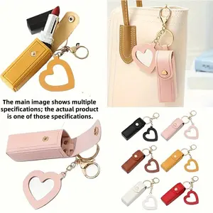 Portable Lipstick Storage Case with Mirror & Protective Cover - Compact Cosmetic Pouch for Lipstick, Lip Balm & Keychain, Travel Essential Makeup Organizer, Cute Purse-Friendly Holder for On-the-Go Beauty