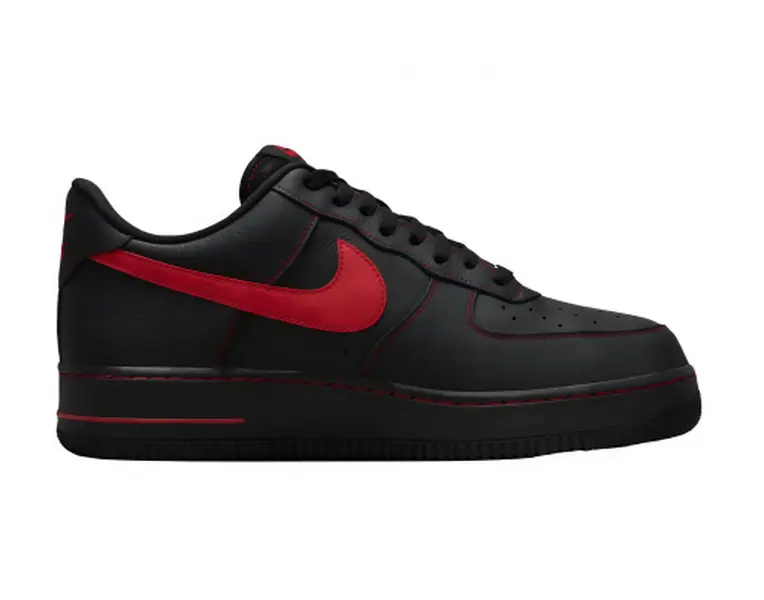 Black Red Low Top Skate Sneakers, Contrast Red Stitching Detail, Solid Black Rubber Flat Sole, Classic Minimal Street Casual Walking Shoes, Unisex Daily Streetwear Footwear