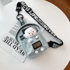 Denim Crossbody Sling Bag With Animal Pendant Trendy Shoulder Bag For Travel Shopping Or Daily Use With Adjustable Strap And Cute Detail 6.5" W x 8.5" H x 3" D Compact Yet Roomy For Your Daily Essentials