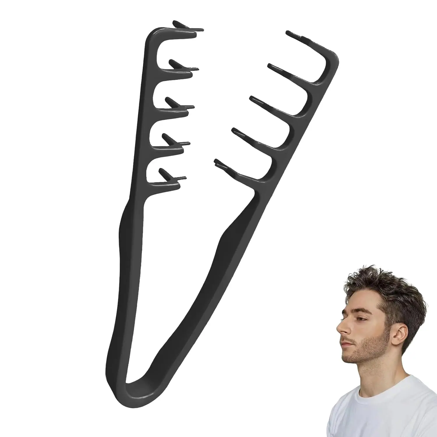 Lacholin Plastic Compact Wide-Tooth Styling Comb - Gentle Grip Hair Accessory for Men, Volumizes Roots, Shapes Fringes & Creates Partings, Black, Root Lift